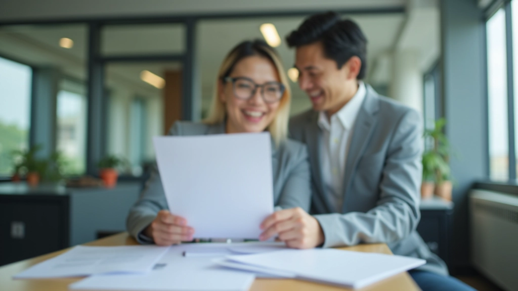 Professional woman reviewing career documents at desk
